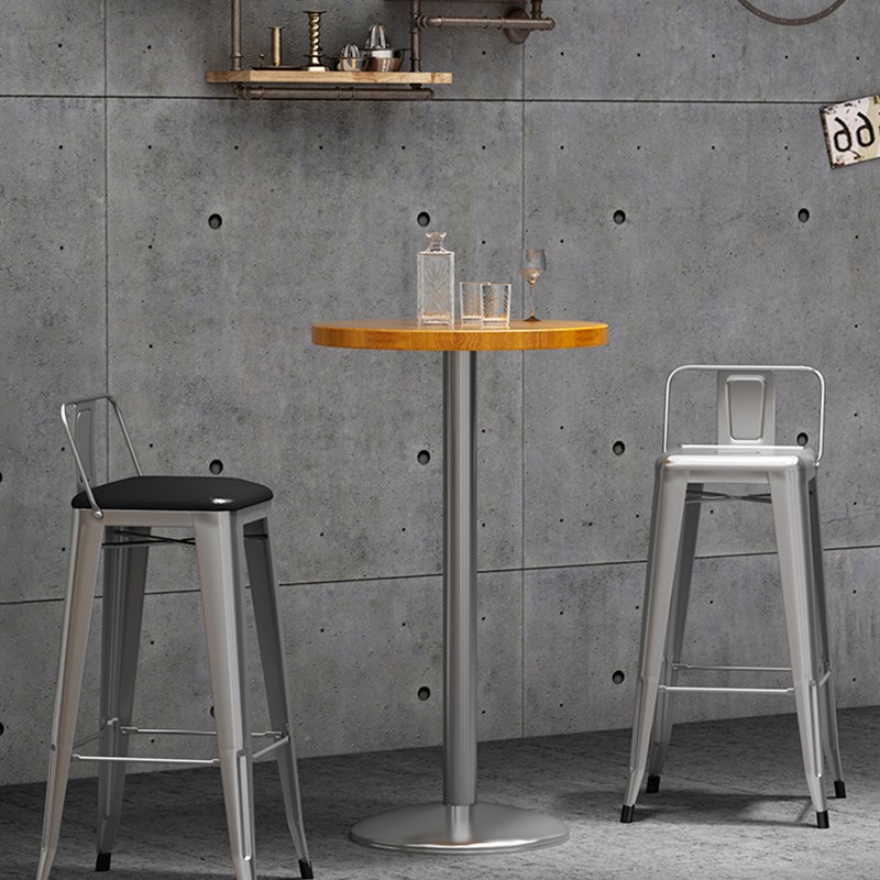 极速工业风铁艺吧台椅音乐酒吧清吧凳子I铁艺实木收银柜台靠背高