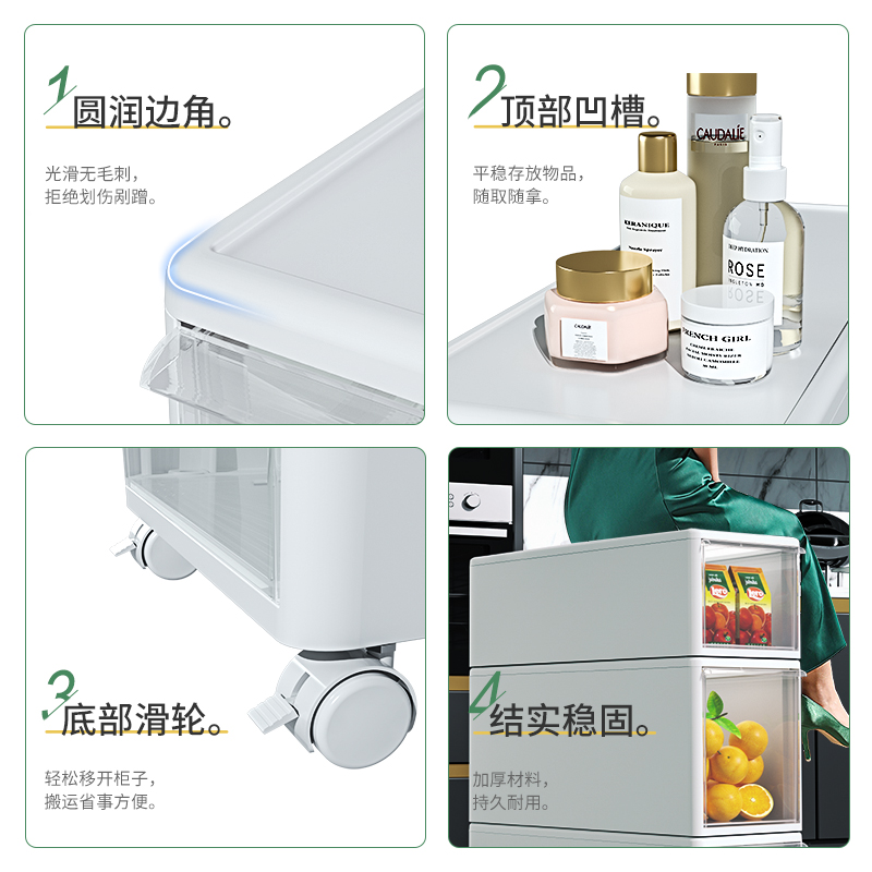 极速夹缝收纳柜厨房化妆室收纳盒B多层窄缝储物盒抽屉式置物架收
