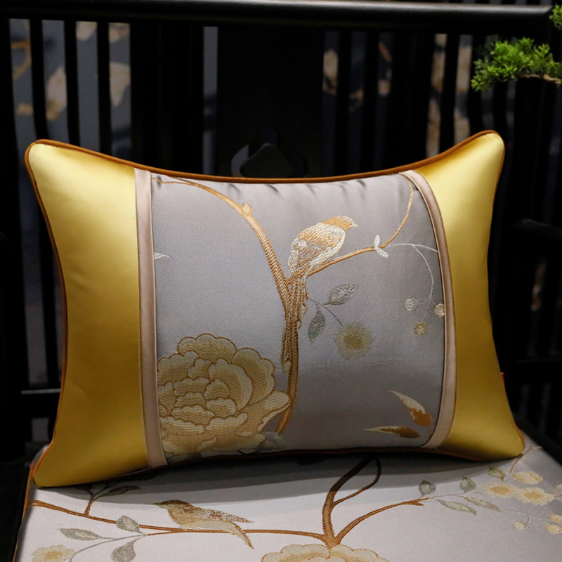 新品靠垫中式红木沙发抱枕套中国风D客厅靠背垫腰枕床头靠包长枕