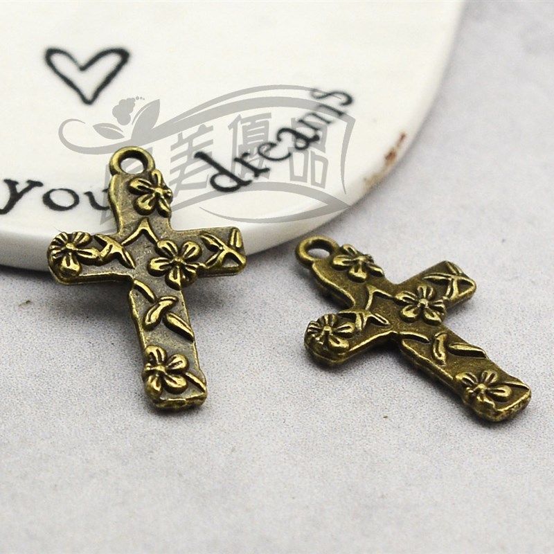 极速DIY饰品配件l,16x26mm古青铜十字架吊坠,6元30个