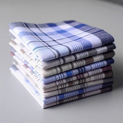 极速5Pcs/lot Square Plaitd Stripe Handkerchiefs Men Classic