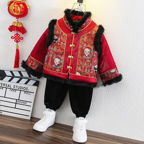 新品汉服男童拜j年服童装中国风新年套装儿童唐装周岁宝宝过年喜