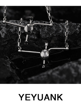 极速黄铜b饰品韩国冷淡风小众轻奢个性黑色锆石镶嵌十字吊坠项链