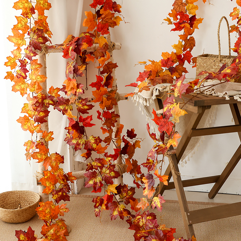 极速仿真红枫叶藤条塑料花藤树叶子装饰藤L蔓假花格栅吊顶植物管