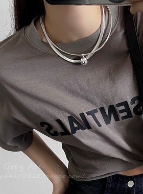 极速蛇骨链钛钢圆球m叠戴项链女ins冷淡风卫衣链夸张锁骨链网红脖