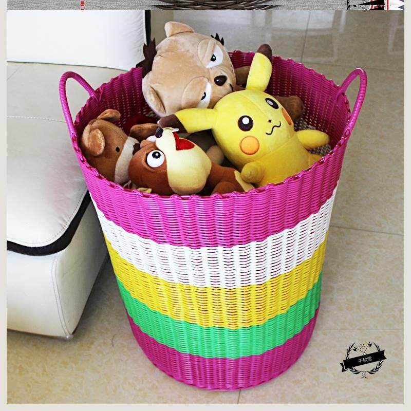 速发塑料浴巾藤编收纳篮仿藤收纳筐毛巾筐店客房草筐大号篮脏衣筐