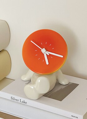极速落日渐变时钟摆件q卡通创意陶瓷客厅桌面装饰品入户玄关家居
