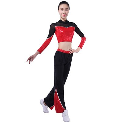 极速健美操服装女运动会艺术体操服装拉拉队比赛服U长袖丝绒广播