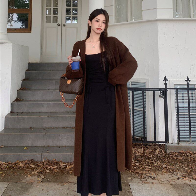 极速大码慵懒风长款针织开衫毛衣外套女春季2024新S款胖mm遮肚显