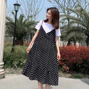 极速孕妇连衣裙夏装时尚r两件套装大码宽松中长款外出孕妇装夏天