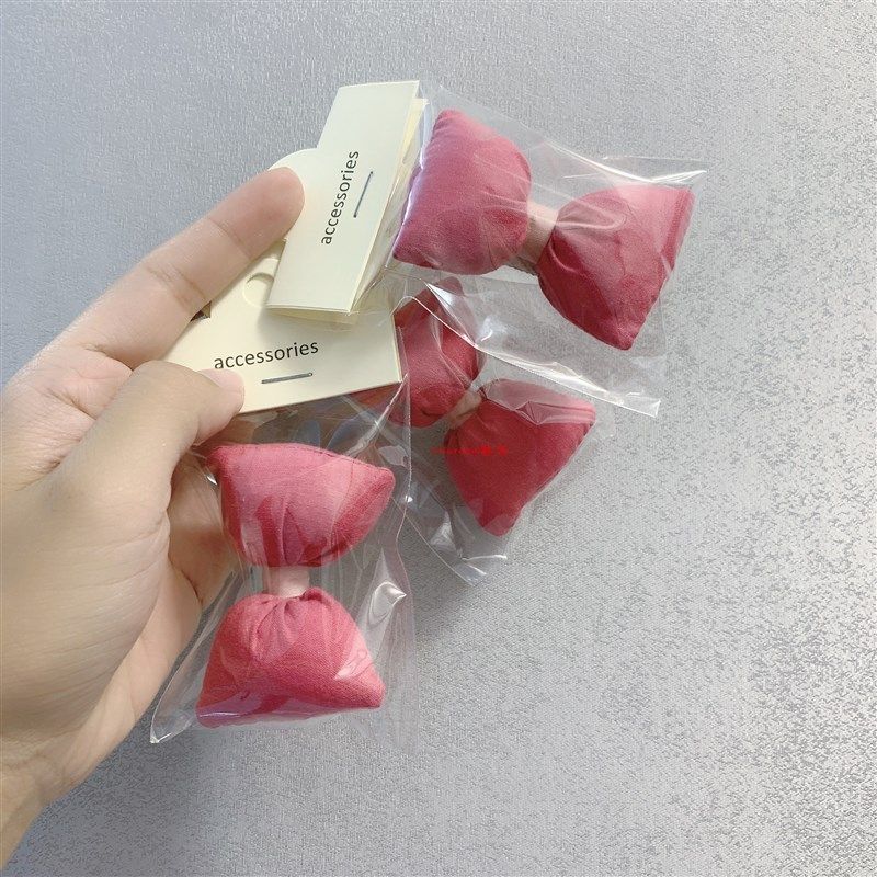 极速新款韩版甜美风粉色充棉枕头蝴蝶结儿童发夹 可爱.布艺领结鸭