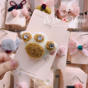 极速韩国进口inpink儿童w头饰 卡通水钻小猫爪发夹女童可爱鸭嘴夹