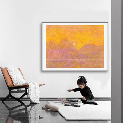 新品罗明限量版画客厅沙发背景墙装饰画高端S风景艺术画鲸.夜