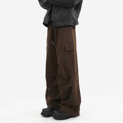 DOFERNERY 美式复古咖啡工装裤男士春秋潮牌高街宽松直筒休闲长裤