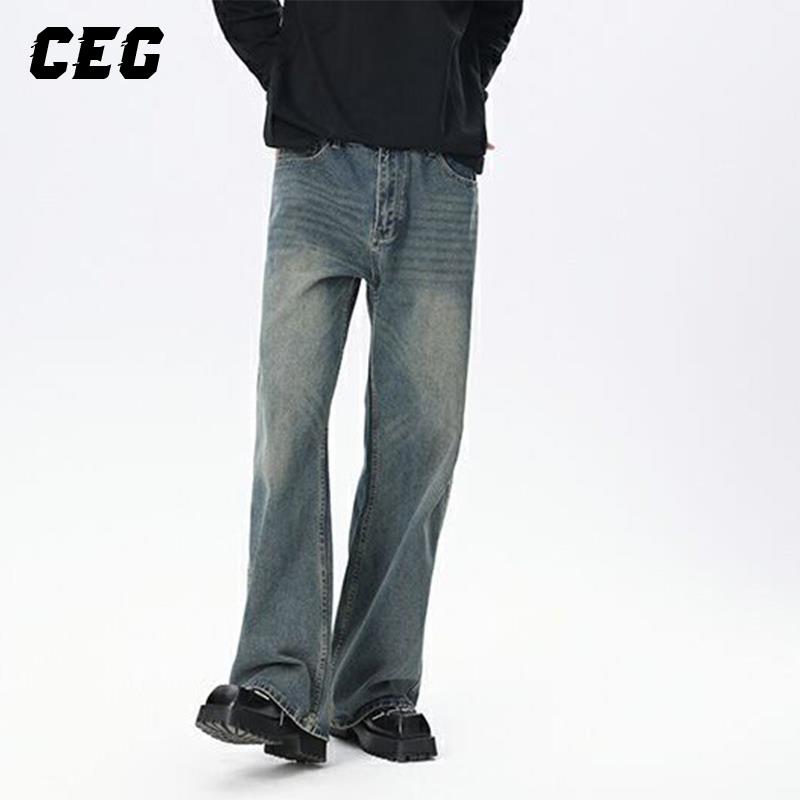 CEG | 复古美式做旧直筒牛仔裤男街头宽松潮流水洗百搭长裤
