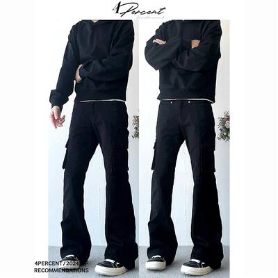 4PERCENT美式cleanfit复古弹力多口袋vibe微喇修身显高休闲工装裤