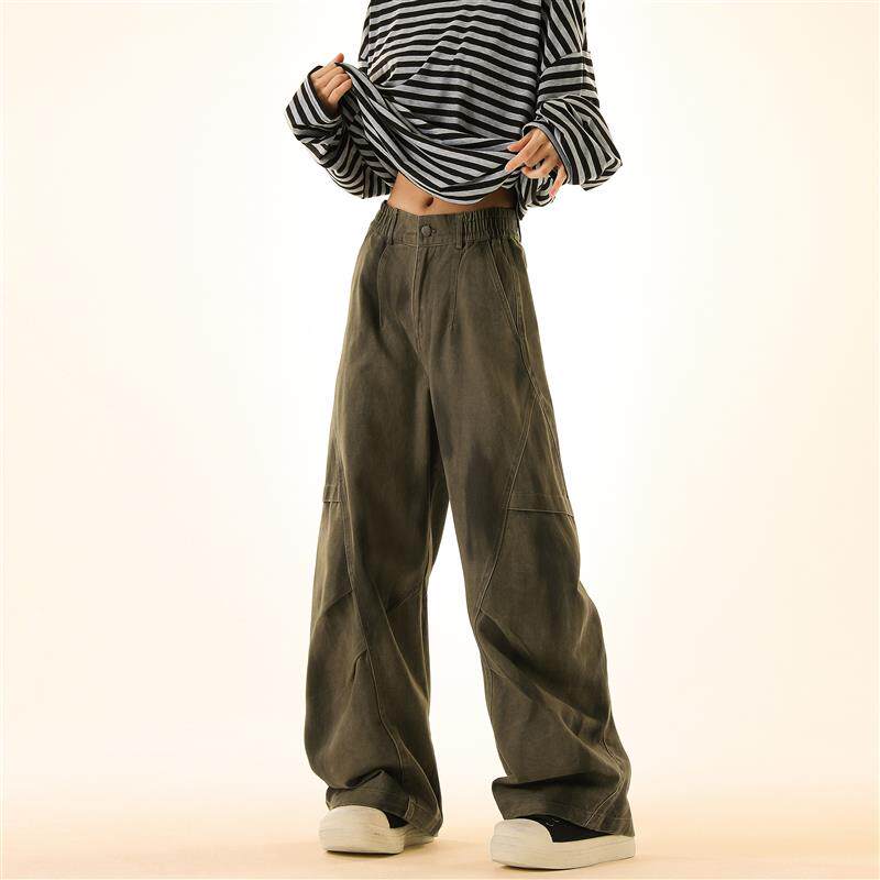 「PEAC」酷飒风工装裤女美式马吉拉弯刀裤子痞帅炸街潮牌男阔腿裤