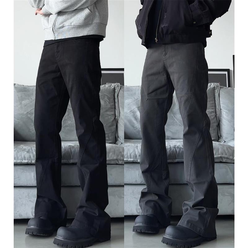 【显高微喇拼线】甄枚前复古显高拼线微喇cleanfit男女休闲工装裤