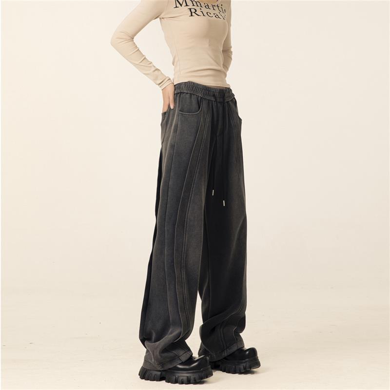 「PEAC」美式解构设计感水洗卫裤女潮牌宽松休闲直筒运动裤男秋冬