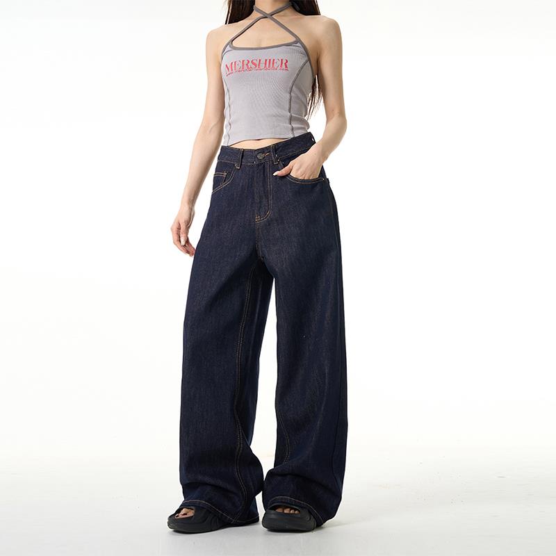 尾郎的店美式复古阔腿牛仔裤男潮牌高级感直筒宽松松弛感裤子情侣