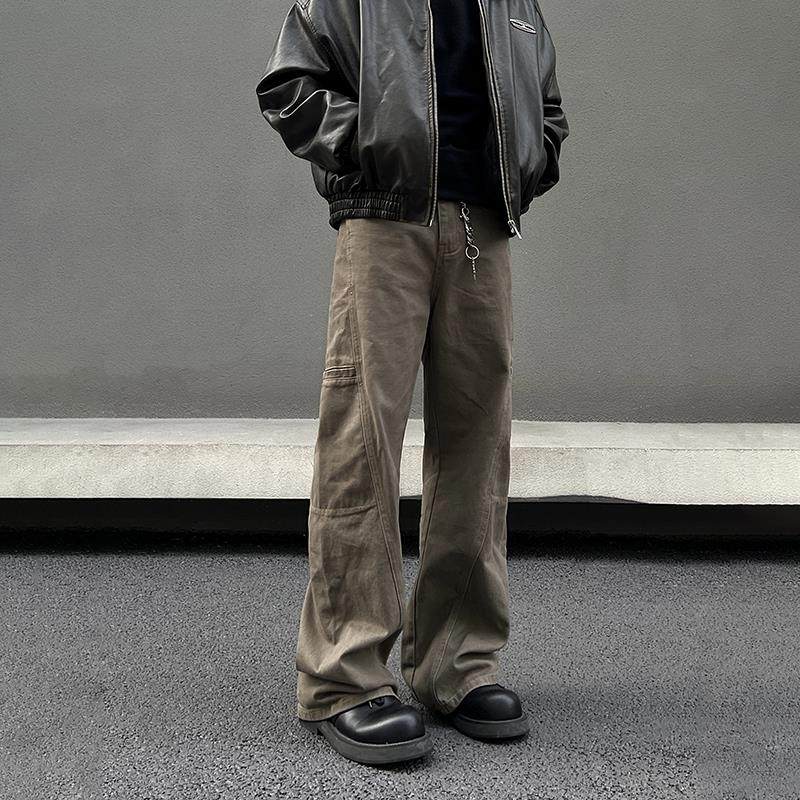 BLAEXIT美式高街美拉德棕色工装牛仔裤男直筒微喇clranfit裤子潮