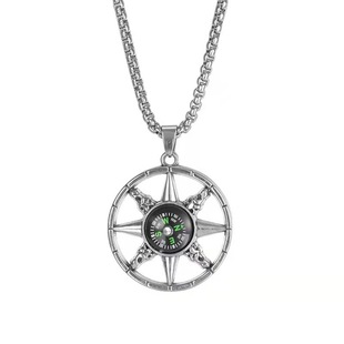 Retro Compass TiFtanium 极速European Necklace Steel and