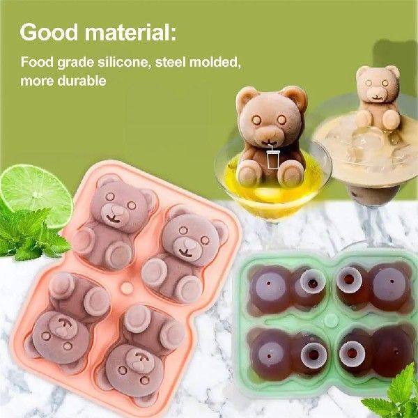 极速Cute Bear Silicone Ice Mold BaDr Whiskey Ice Cube Maker