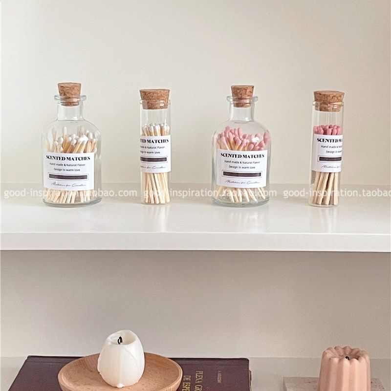 极速复古文艺玻璃瓶火柴 xins风香薰蜡烛点火香薰拍照摆件