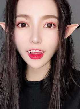 极速2 Pairs Vampire Teeth FangsB Dentures Props Elf Ears Hal