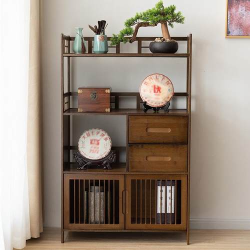 极速茶水架置物架子多宝阁博古架多层靠墙M落地茶叶柜茶室泡茶桌