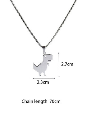 极速Vintage Metal Dinosaur Peyndant Necklace Goth Chain Cute