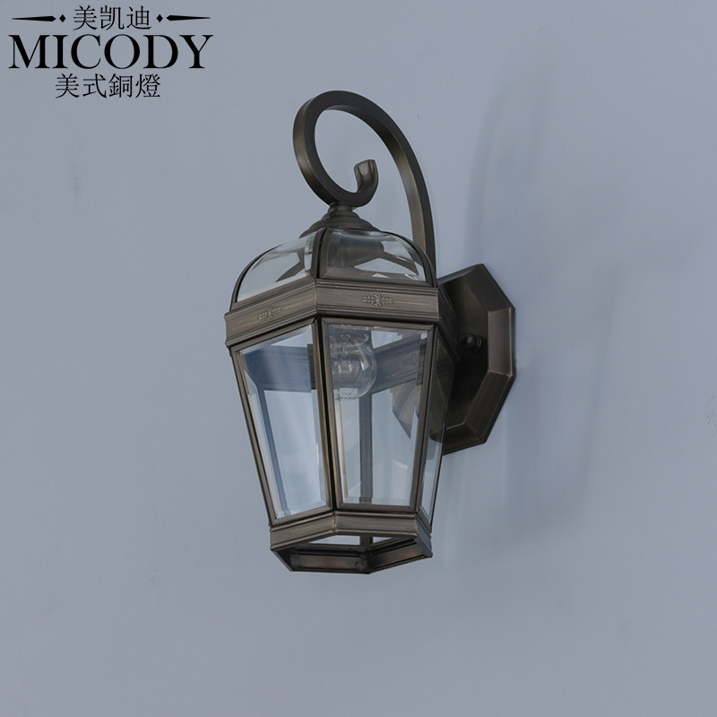 极速美式复古全铜阳台过道走廊壁灯 欧式黑色P庭院防水户外别墅墙