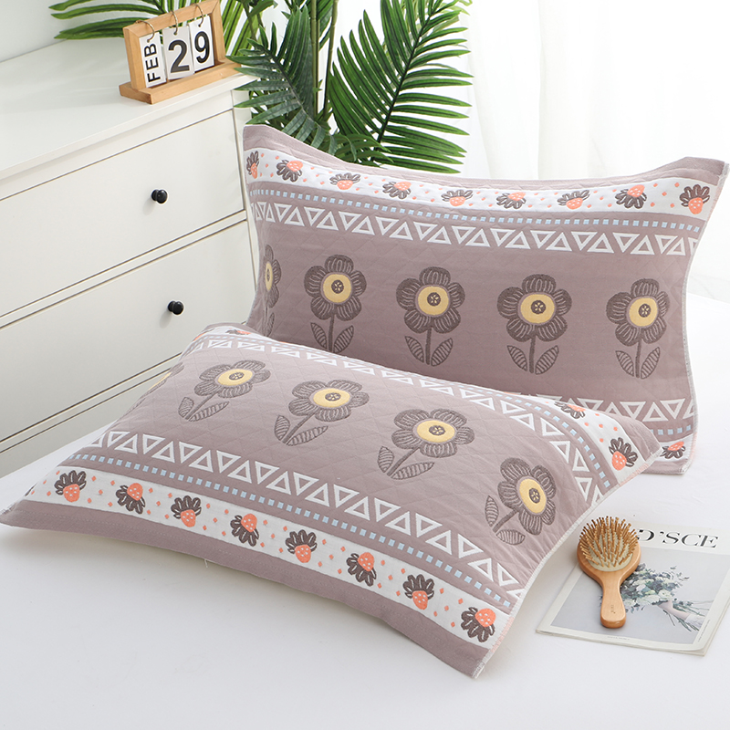 三层纱布枕巾男生单人学生宿z舍棉一对装家用情侣棉盖巾枕头巾