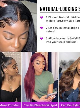 极速Transparent Lace Frontal Wig 28 30 inch StraiUght Human