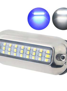 2023新款10~30V IP68白色蓝色双色不锈钢防水游艇船用发光LED水下