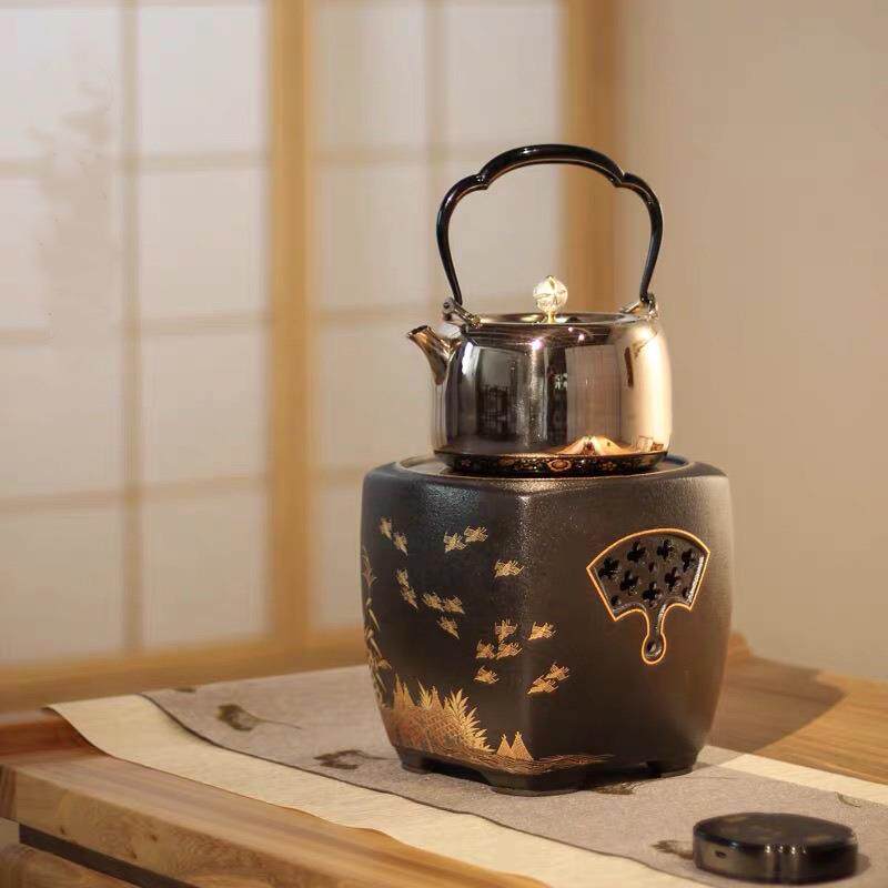 龙隐斋新款电陶炉渔歌子煮茶炉静音小型铁壶银壶玻璃壶烧水煮茶器