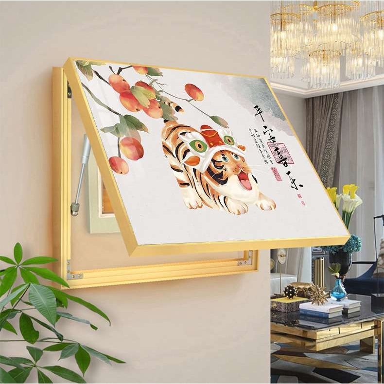 新中式电表箱装饰画遮挡墙弱电箱壁画挂画竖版2022新款虎年老虎画图片