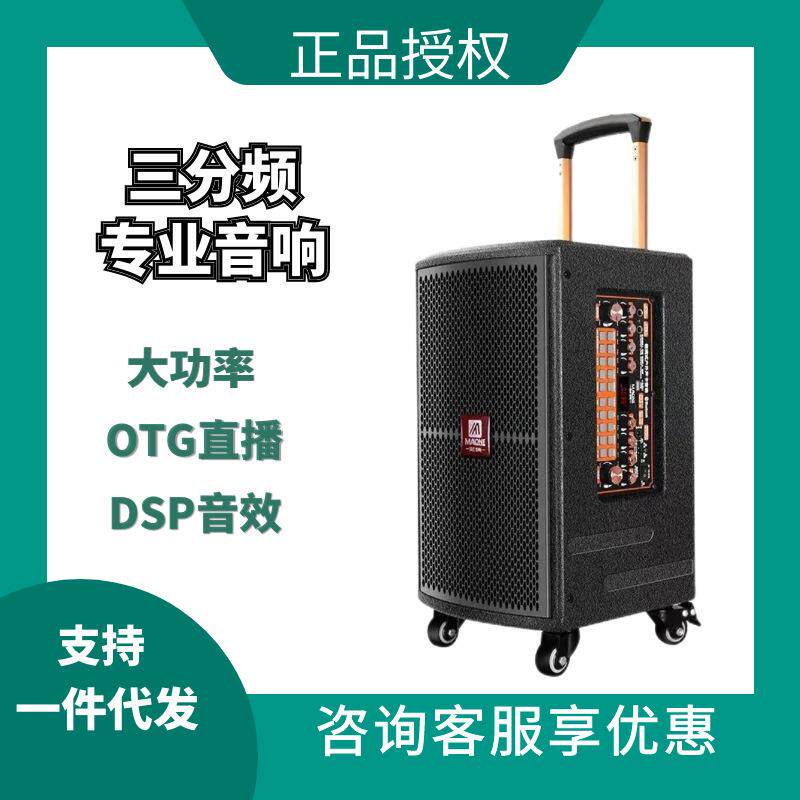 曼龙户外音响风云系列大音量家用K歌直播声卡一体便携拉杆广场舞
