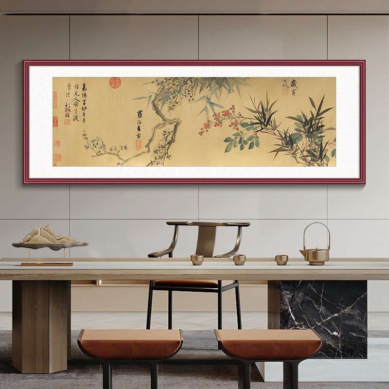 王谷祥四季花卉图新中式客厅装饰画办公室挂画写意花鸟水墨画国画图片