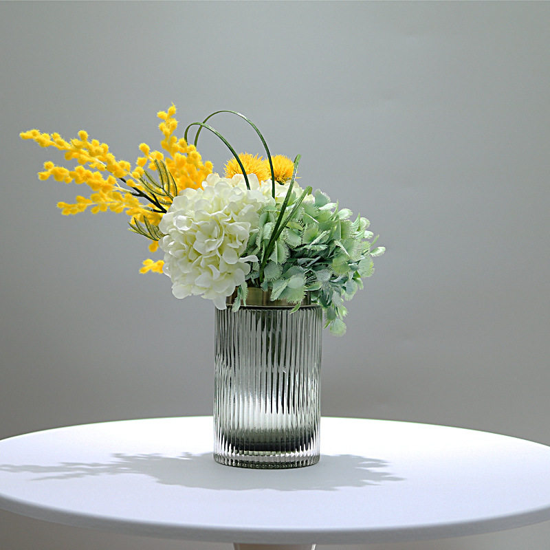 现代轻奢仿真花艺绿植玻璃插花器客厅餐桌售楼处桌面家居软装摆件