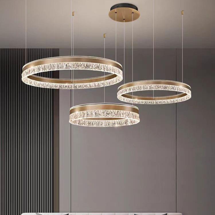 轻奢环形吊灯水波纹客厅灯铝材餐厅吊灯简约时尚圈圈灯