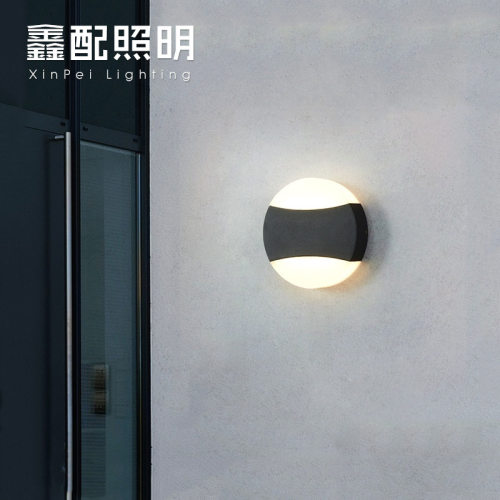 led壁灯防水户外亚克力圆形日食灯个性创意花园阳台门口外墙灯