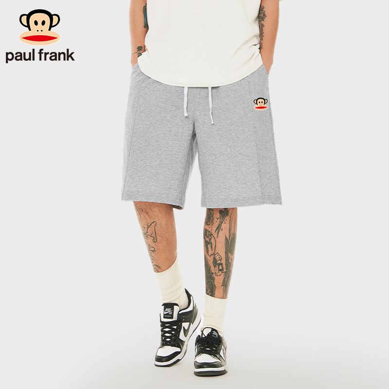 paul frank/大嘴猴男生短裤夏季新款索罗娜中缝设计感灰色五分裤