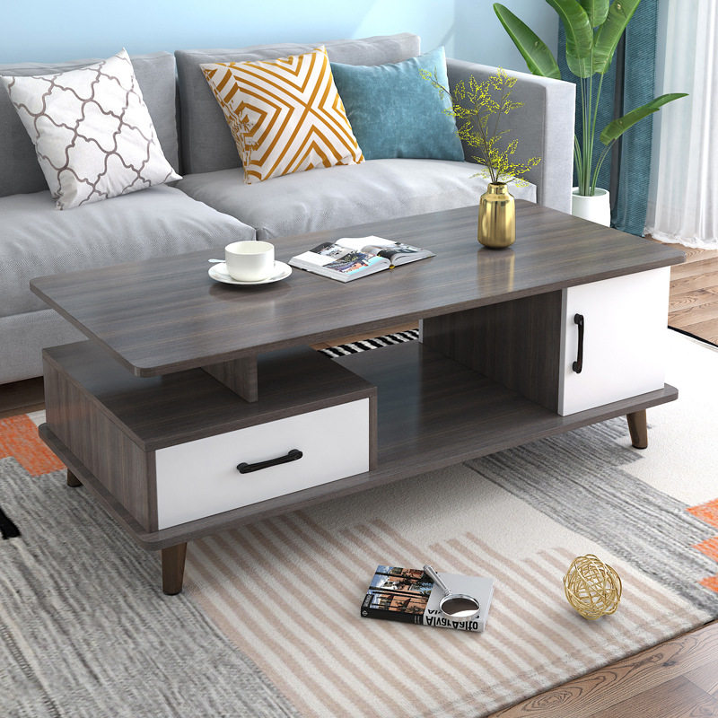 北欧圆角茶几简约现代茶几桌客厅家用小户型茶桌轻奢电视柜组合