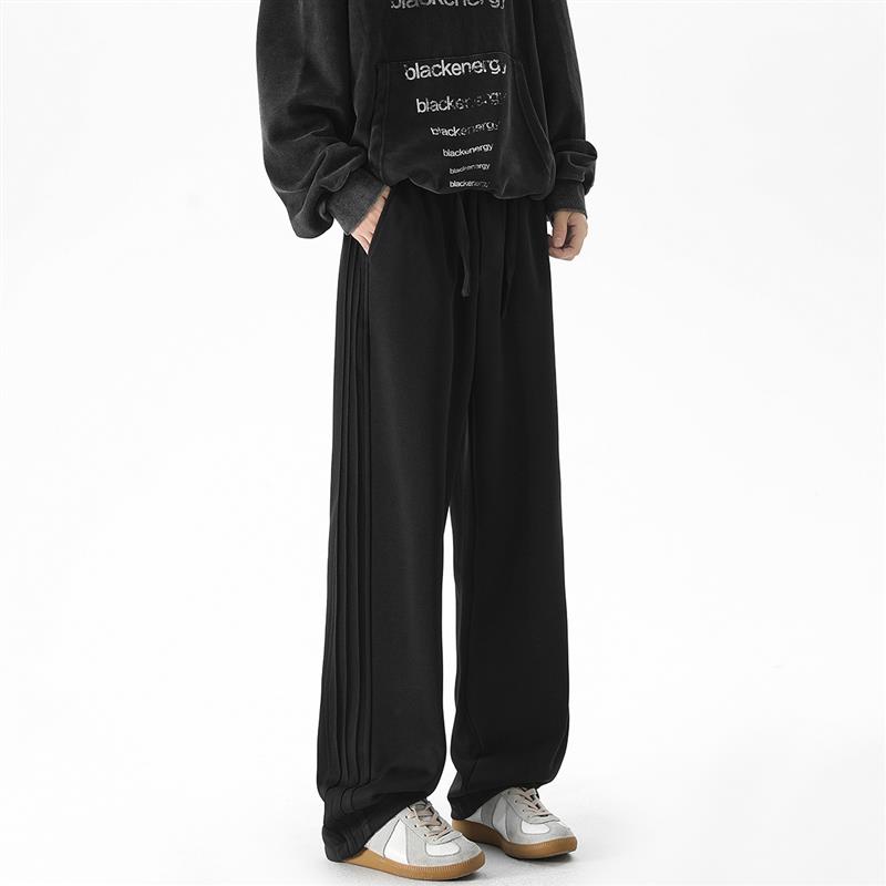 三分焦点 春季潮牌卫裤男直筒宽松美式休闲加绒垂坠感运动长裤子