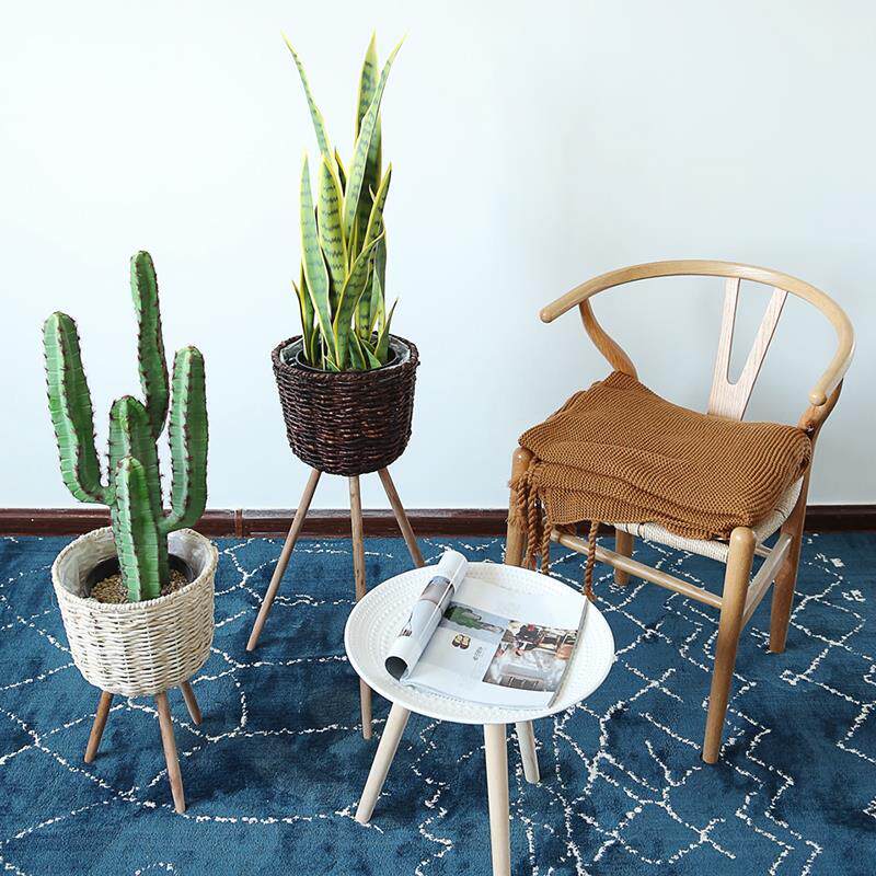 极速七茉落地h花架草编花篮藤编织花盆地面装饰客厅阳台简约田园