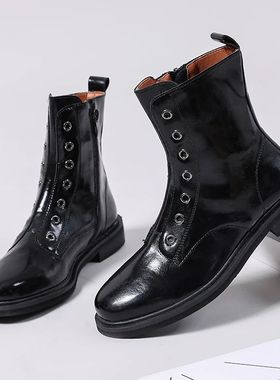 极速Side-zip Shoes For o  een ALeather oots 2024 Winter ing