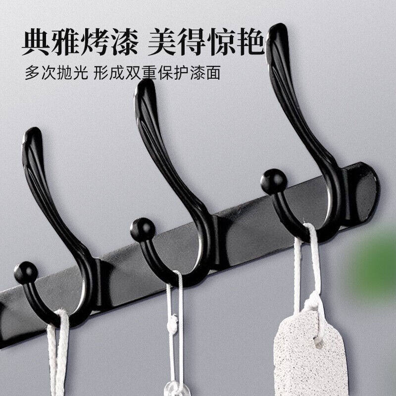 速发凯旗黑色不锈钢挂钩挂衣钩免打孔无痕衣柜墙壁挂衣架衣帽钩门
