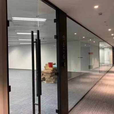 速发新玻璃隔断双层带百叶办公室隔x墙单玻铝型材高隔断墙写字楼