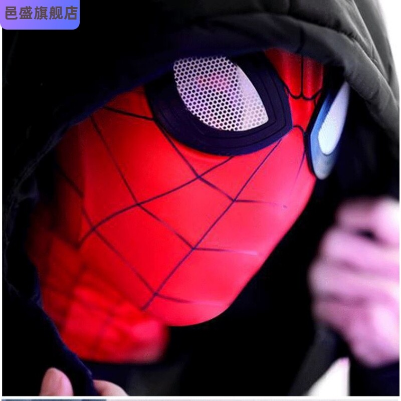 极速超凡蜘蛛侠头套眼睛可u动成人儿童搞怪黑色蜘蛛侠面罩面具抖